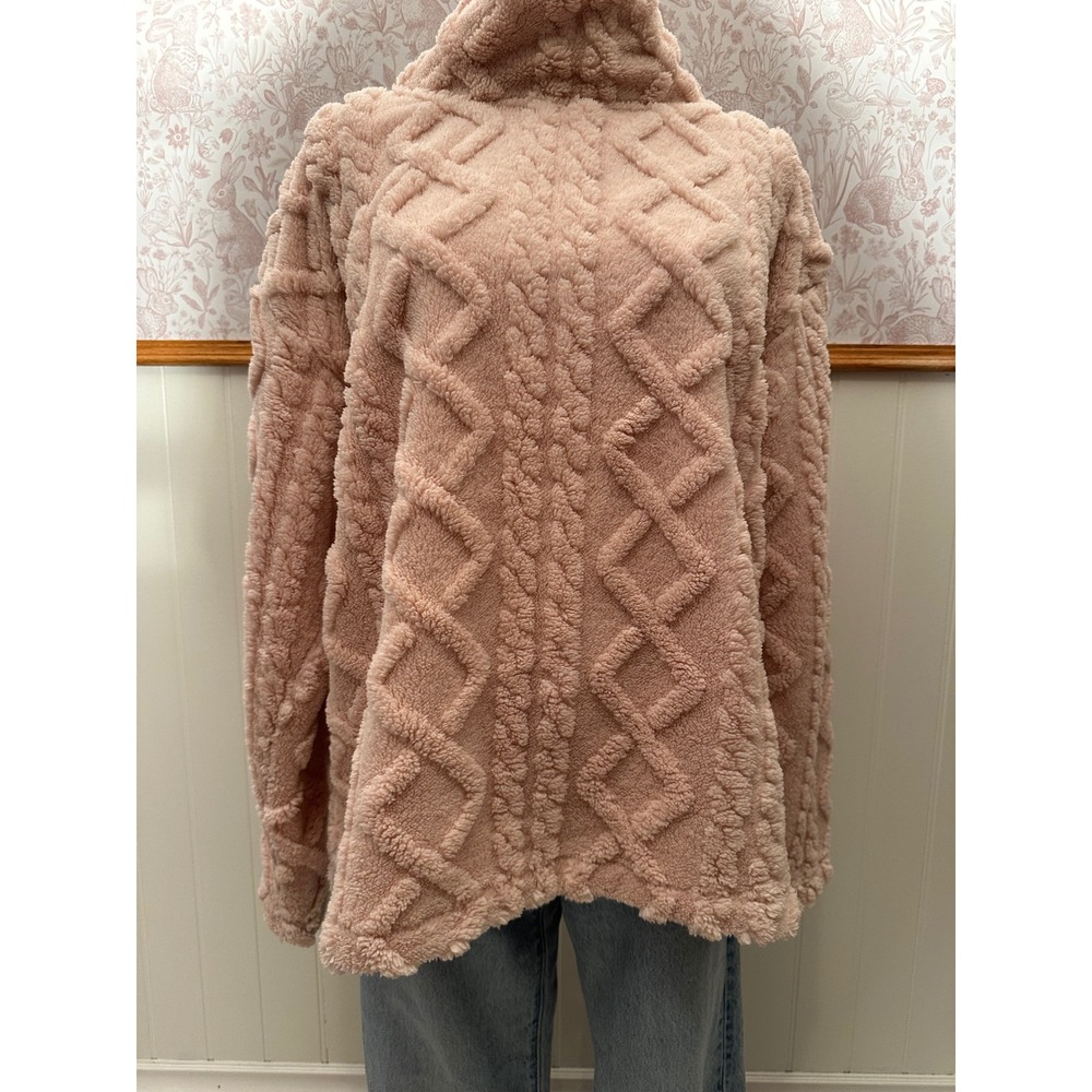 Eddie Bauer Cable Fleece Pullover – Size Large – Pink - Picture 4 of 7